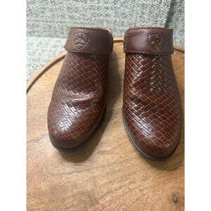 ARIAT STYLE 94024 WOMEN'S 7B WOVEN RATTAN LEATER STRAP MULES